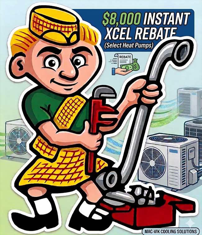 8,000 instant Xcel Rebate for AC Installation